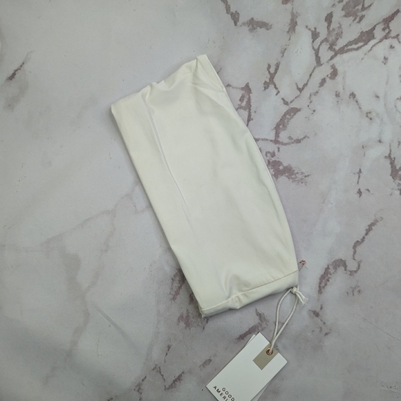 Good American Swim Top Women White Crinkle Band Bandeau Strapless - Picture 1 of 11